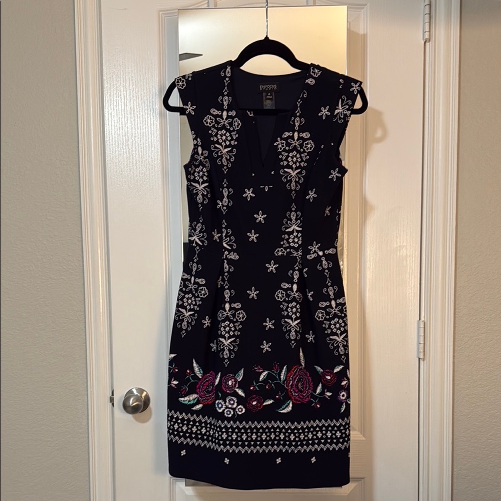 Enfocus Studio Black and White Sheath Midi Dress